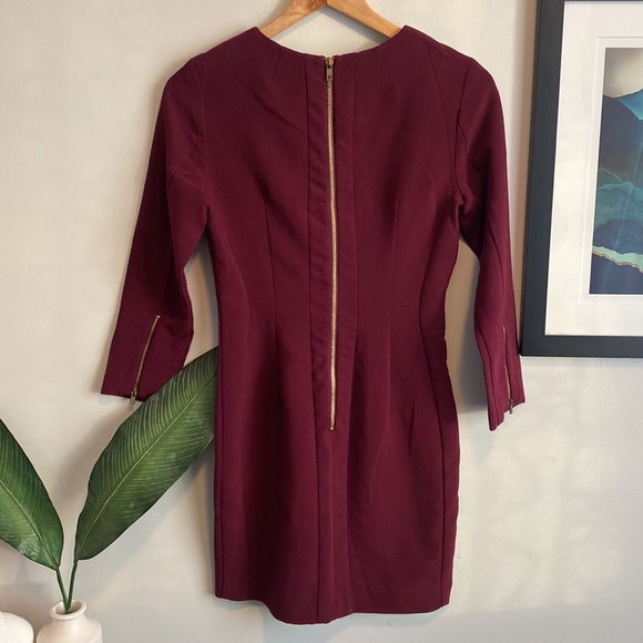 Berry Red Longsleeved Bodycon Dress - Picture 5 of 5